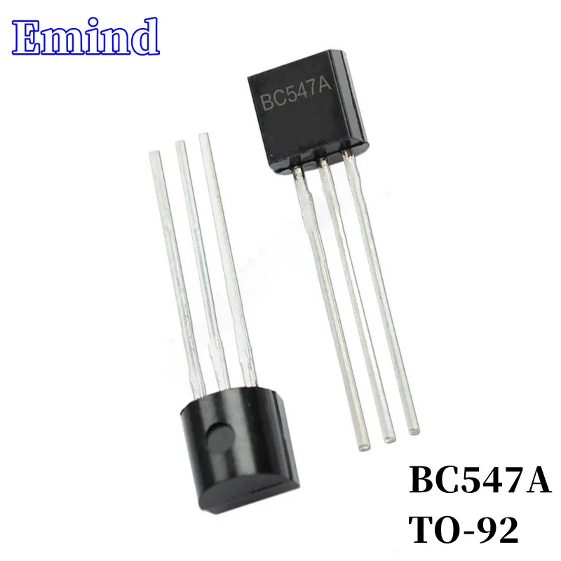 100Pcs BC547A DIP Transistor TO-92 Type NPN Bipolar Amplifier Transistor 45V/200mA
