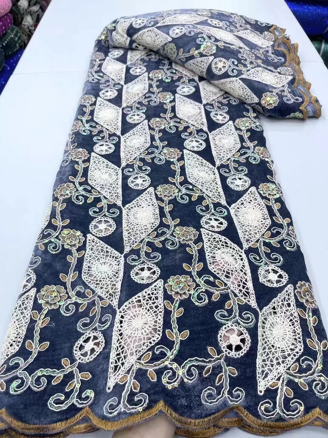 Factory Offers 2025 Latest Delicate Best Quality Soft Embroidered Velvet lace fabric For Party Evening Dress Material Sewing