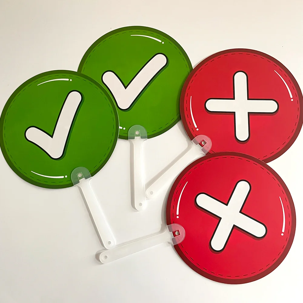 مجداف علامات يدوية صحيحة وخطئة على الوجهين لمنافسة نشاط الفصل الدراسي وتسجيل مجاذيف التصويت وسائل تعليمية