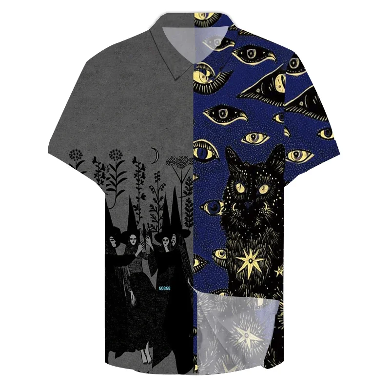 

Cat Eye 3dPrinted Shirts Men Women Fashion Hawaiian Shirt Hip Hop Casual Beach Short Sleeve Blouse Men's Vocation Lapel Shirt