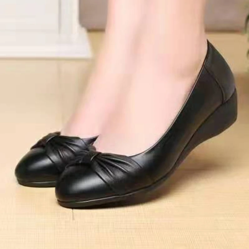 Zapatos planos con lazo para Mujer, mocasines ligeros impermeables con punta redonda, cómodos, antideslizantes, suela suave, trabajo