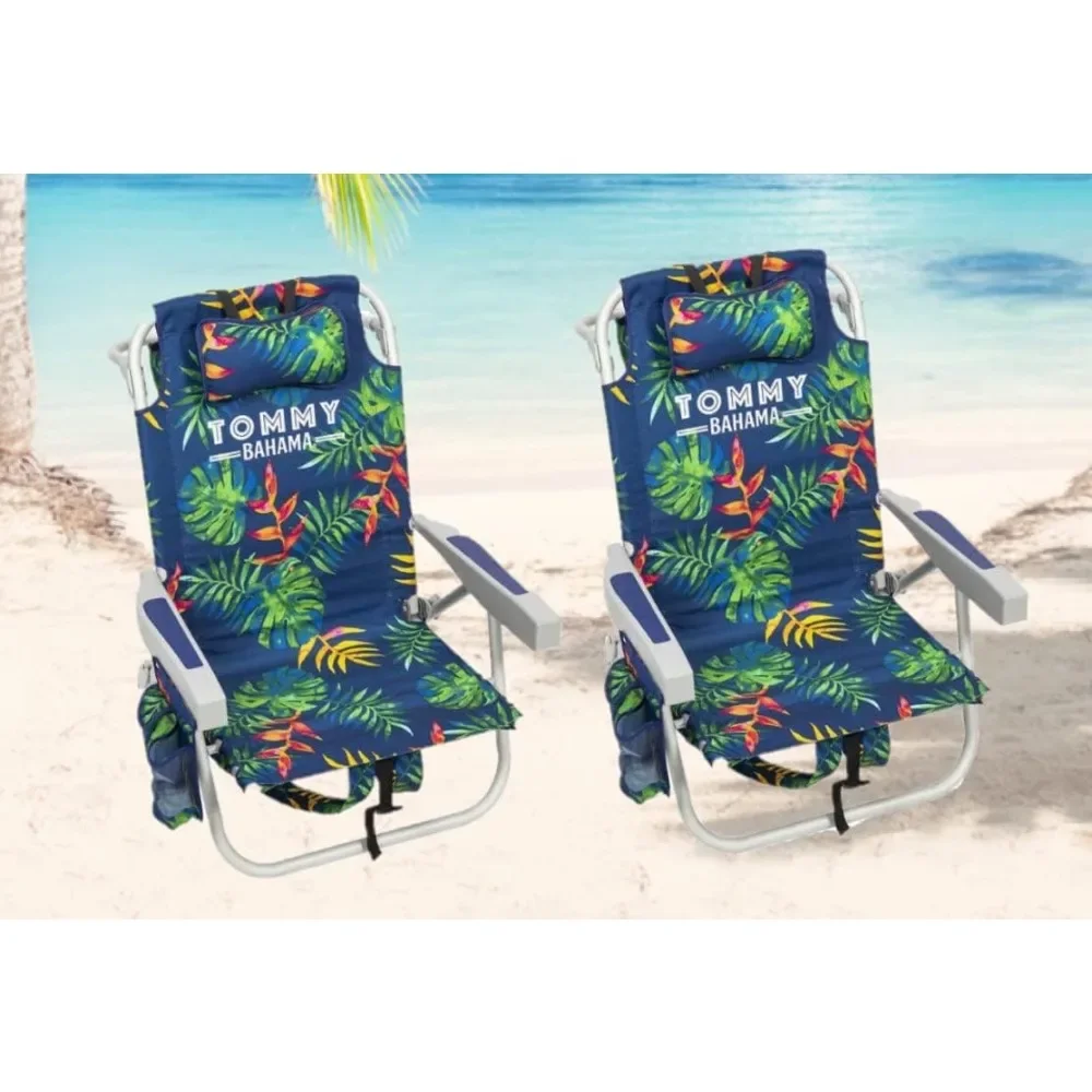 Zaino sedia da spiaggia confezione da 2 (fogliame tropicale), blu scuro (2622206)