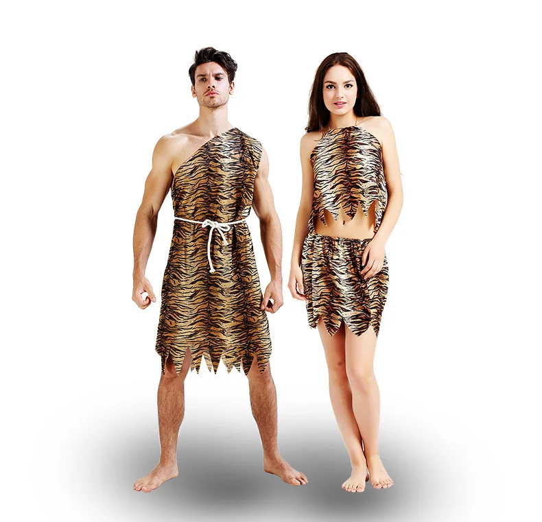 Déguisement Homme des Cavernes Couple Imprimé Tigre – photo 1