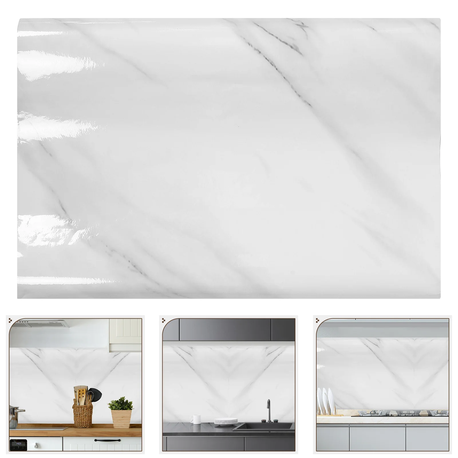 

Thickened Kitchen Wall Stickers Self-Adhesive Waterproof Marble Pattern Oil-Proof Wallpaper for Cabinets Countertops