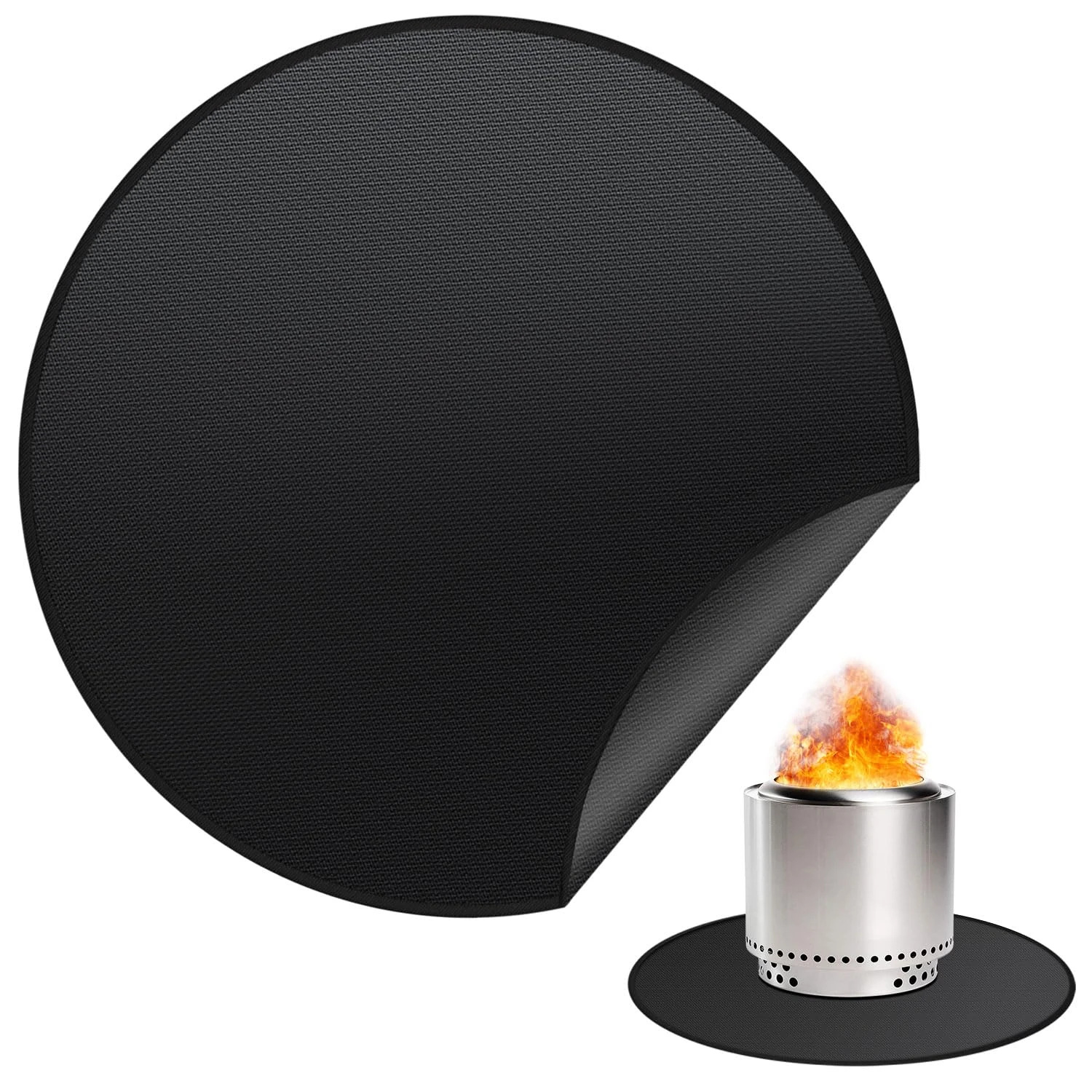 30/48 Inch Round Fire Pit Mat Fireproof Waterproof Deck Protector for Solo Stove Portable Outdoor Grill Camping Stove Fire Mat
