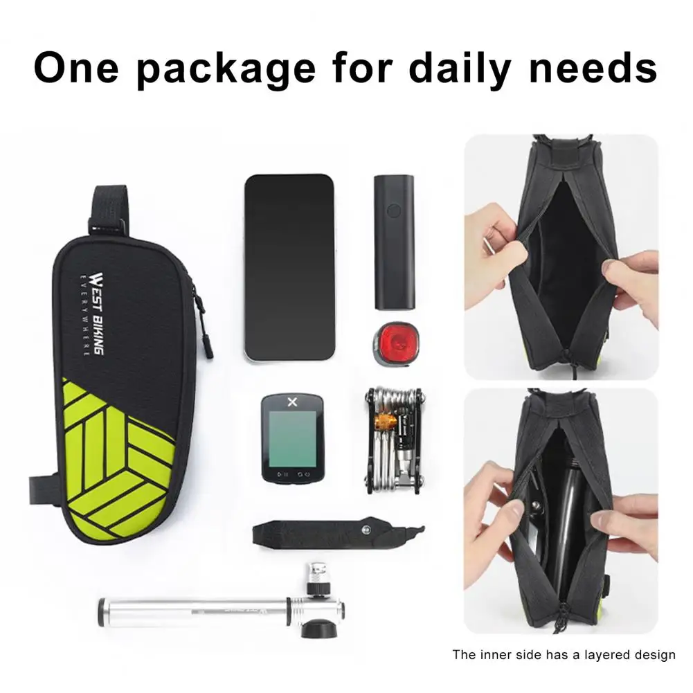 

Cycling Bag Reflective Bike Top Tube Bag for Road Mountain Cycling Lightweight Portable Front Frame Pouch for Tools Cellphone