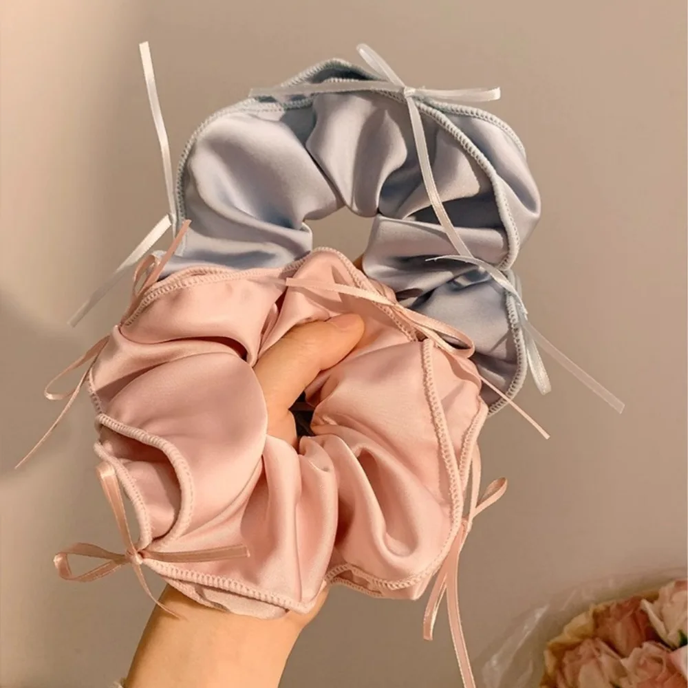 French Ballet Style Ribbon Bowknot Large Hair Ring Women Silk Hair Scrunchies Sweet Elegant Hair Rope Ties Gum Ponytail Holder