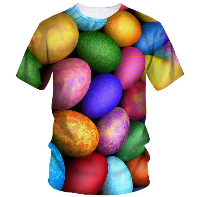 Summer Funny New 3D Eggs Printing T Shirt For Men Children Fashion Streetwear Short Sleeves Harajuku Y2k Tee Shirts Cute Clothes