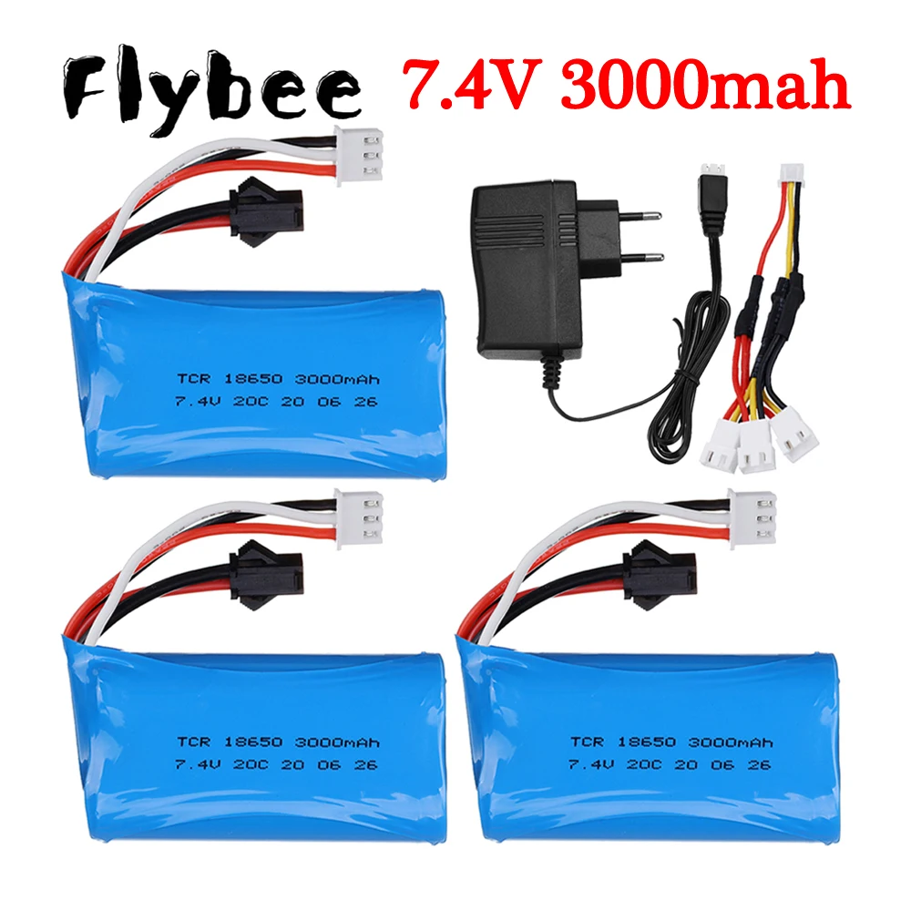 18650 7.4V 3000mah Lithium Ion Battery For remote control electric toys spare Battery For WPL MN99S D90 U12A S033g H101 RC Car