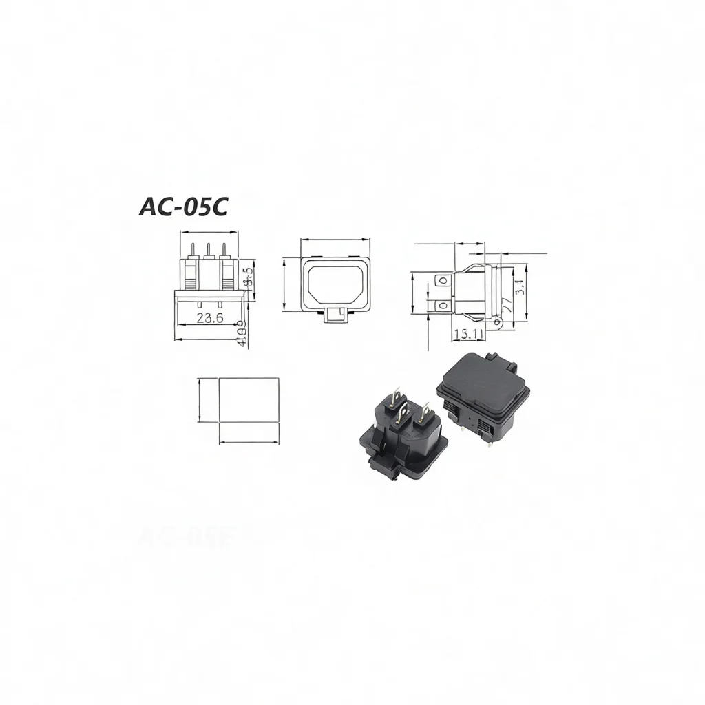 Versatile IEC Power Socket With Indicator Switch Pure Copper Connector Embedded Electrical Outlet For Daily Appliance Repair