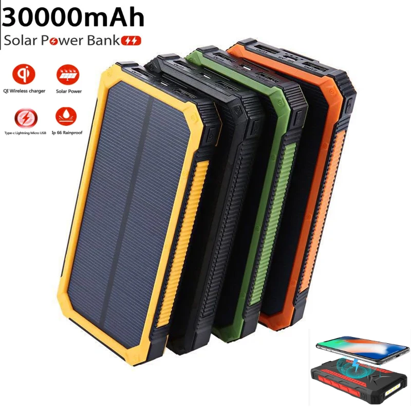 

PD15W Solar Power Bank Быстрая зарядка 36000 мАч большой емкости с супер яркими светодиодными лампами для IPhone Xoiaomi Huawei Samsung