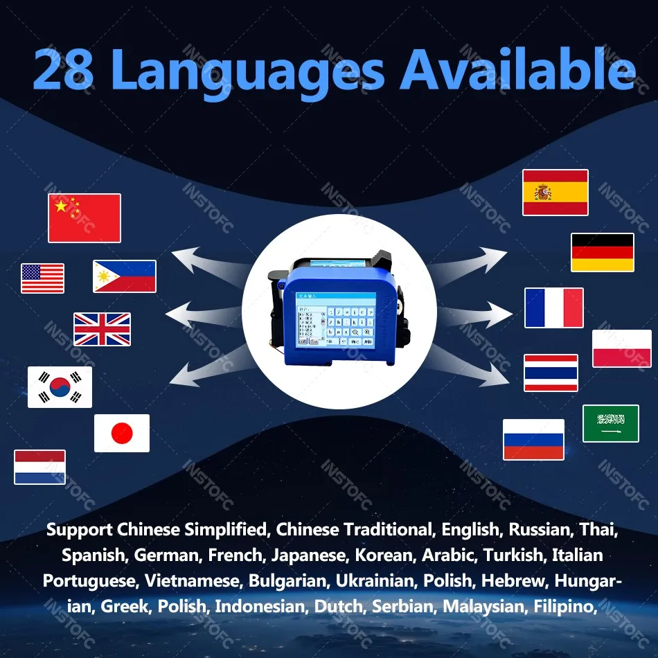 Portable Label Printer 12.7mm Handheld Inkjet Printer 28 Languages Date Number Expiry Date Logo QR Bar Batch Code Expiry Date