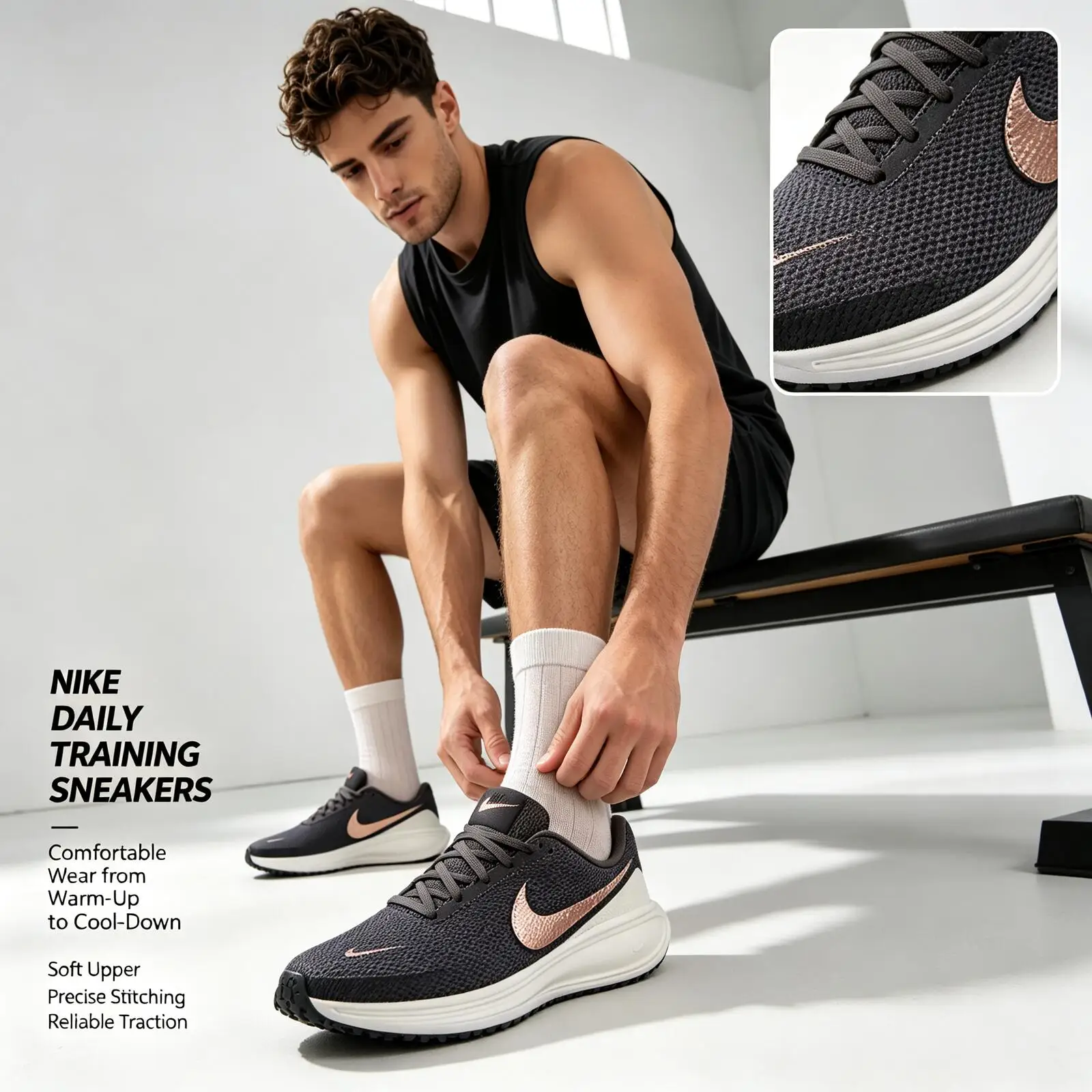 Nike Daily Training Shoes Breathable Upper Cushioned Midsole Durable Outsole Men Women Sneakers Non-Slip Athletic Shoes