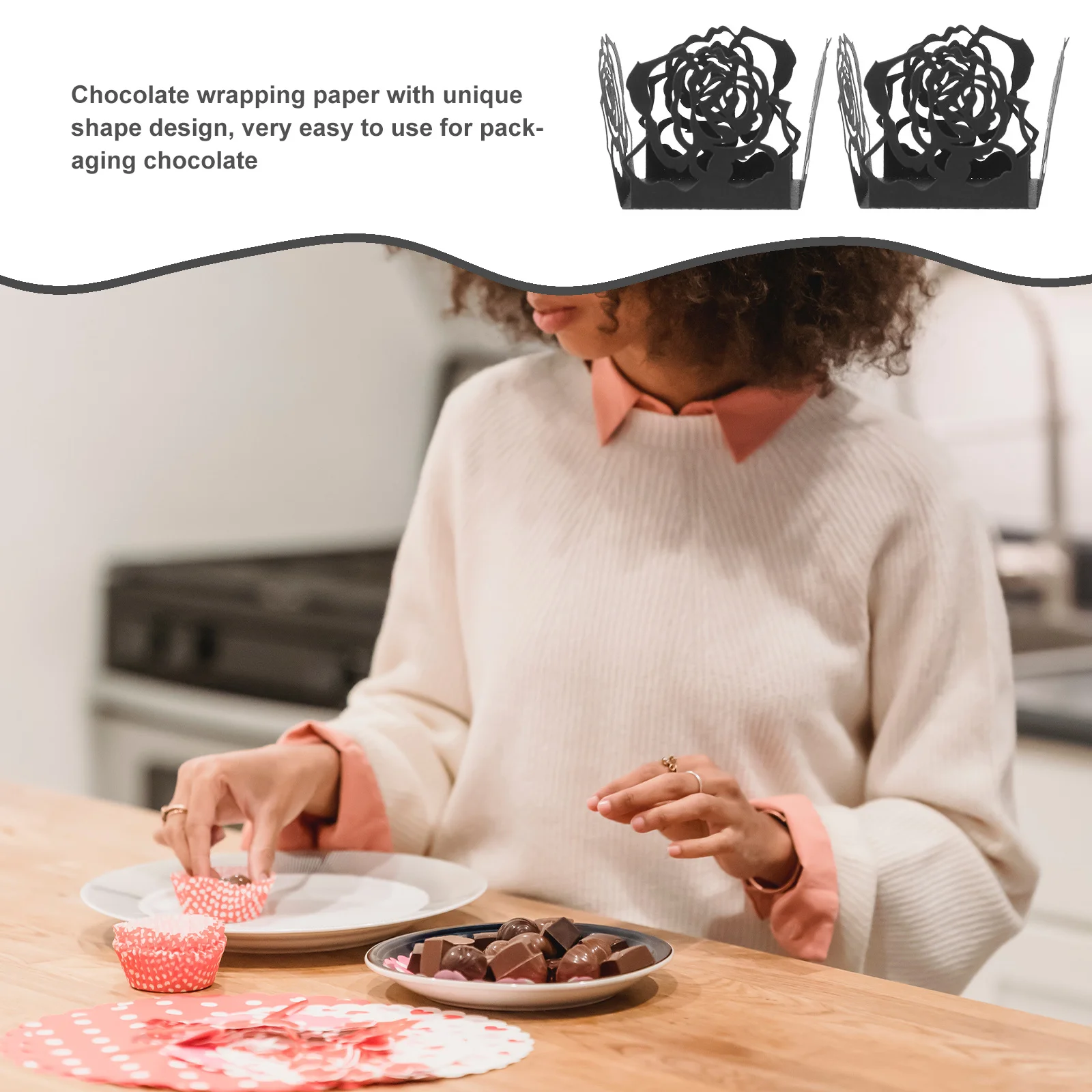 

50Pcs Chocolate Tray Hollow Design Truffle Cups Elegant Paper Liners for Gift Packaging Wedding Party Dessert Decoration