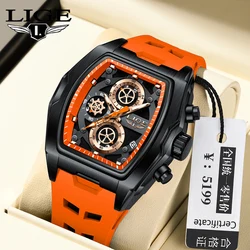 LIGE Hot Sale Fashion Men Quartz Watches Luxury Brand Resin case Sport Watches For Men Waterproof Chronograph Auto Date Clock