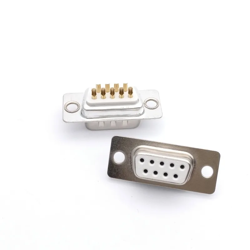20psc Gold Plated DB9 2Rows White Parallel Port 9Pin D Sub Female/Male 9 Way Wire Solder Connector Socket Plug VGA Adapter