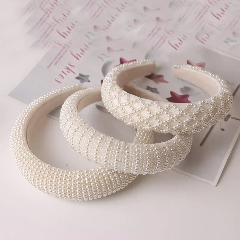 Hair Hoop ABS Pearl Decoration Hairbands Sweet Style Skin Friendly Fabric for Women Beaded Pearl Headbands Hair Accessories