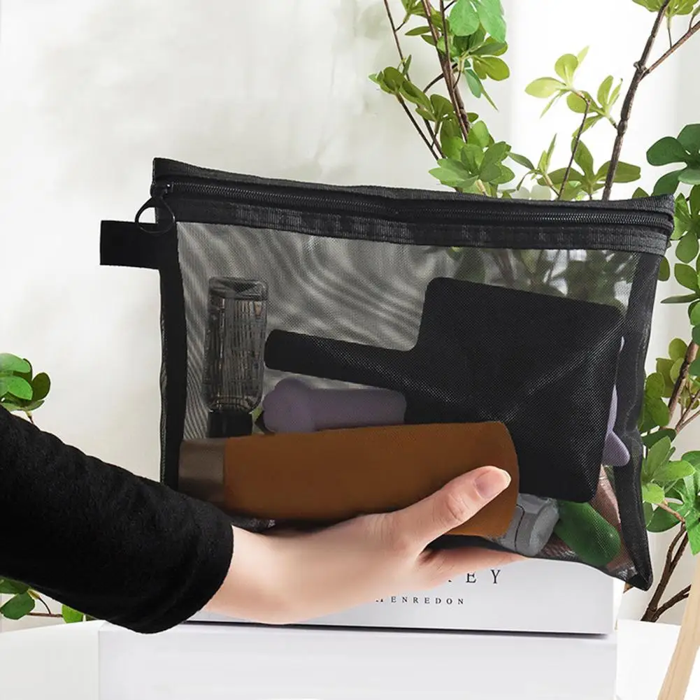 Lightweight Storage Bag Portable Carrying Case Travel Makeup Bag with Zipper Closure Mesh Pouch for Earphone Key for Commute