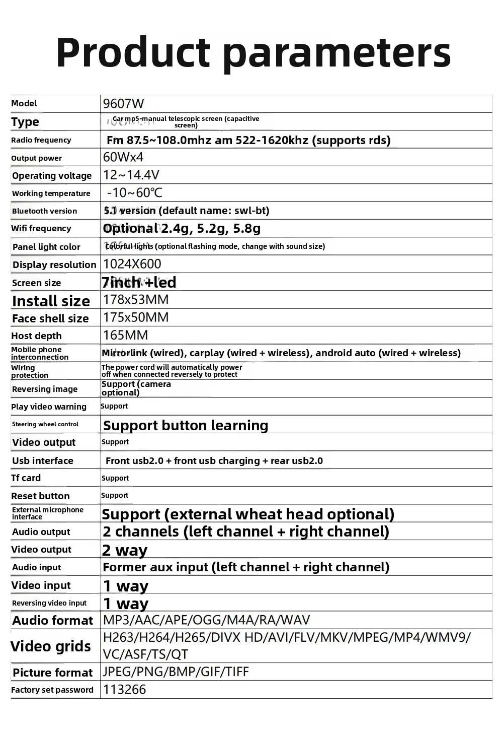 Einzelspindel Teleskop Universal Auto MP5 Player Auto Bluetooth MP3 Kartenradio