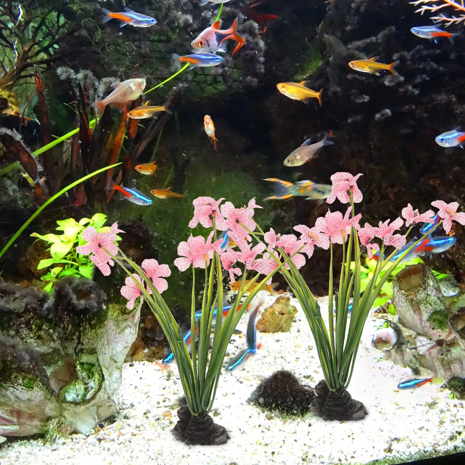 

2 Pcs Delicate Aquarium Plant Set Household Fish Tank Supplies Desktop Aquatic Decor Plastic Fake Plants for Small Tanks