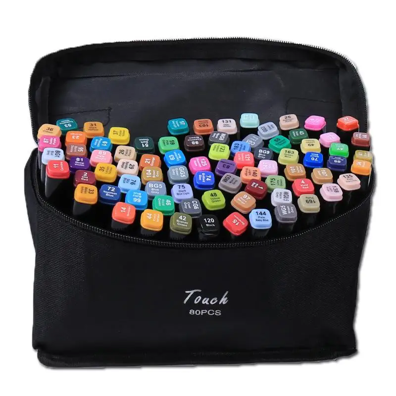 1-80 Color Art Sketch Marker Set Standard Alcohol Based Oil Markers Twin Tip Mark