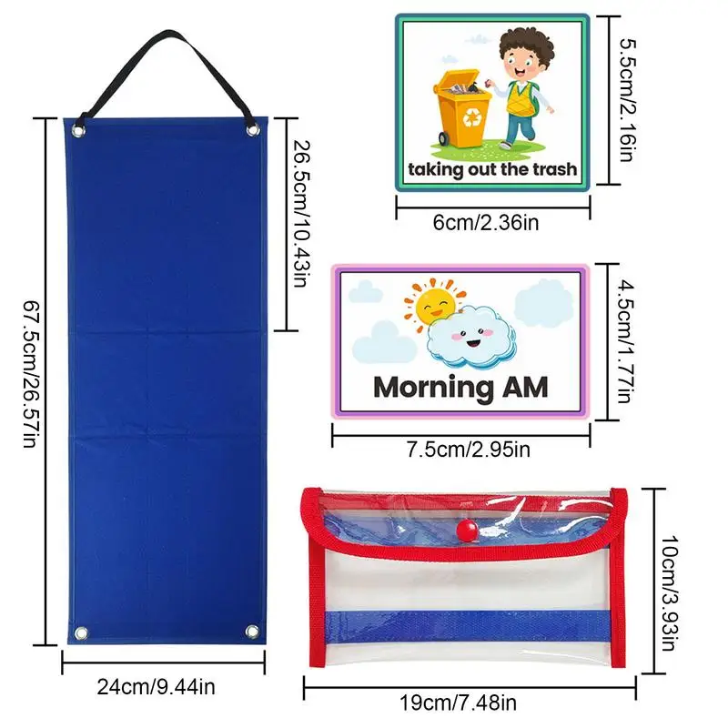 Calendario de aprendizaje multifuncional para niños, horario Visual para niños, tabla adhesiva de comportamiento, resistente al agua