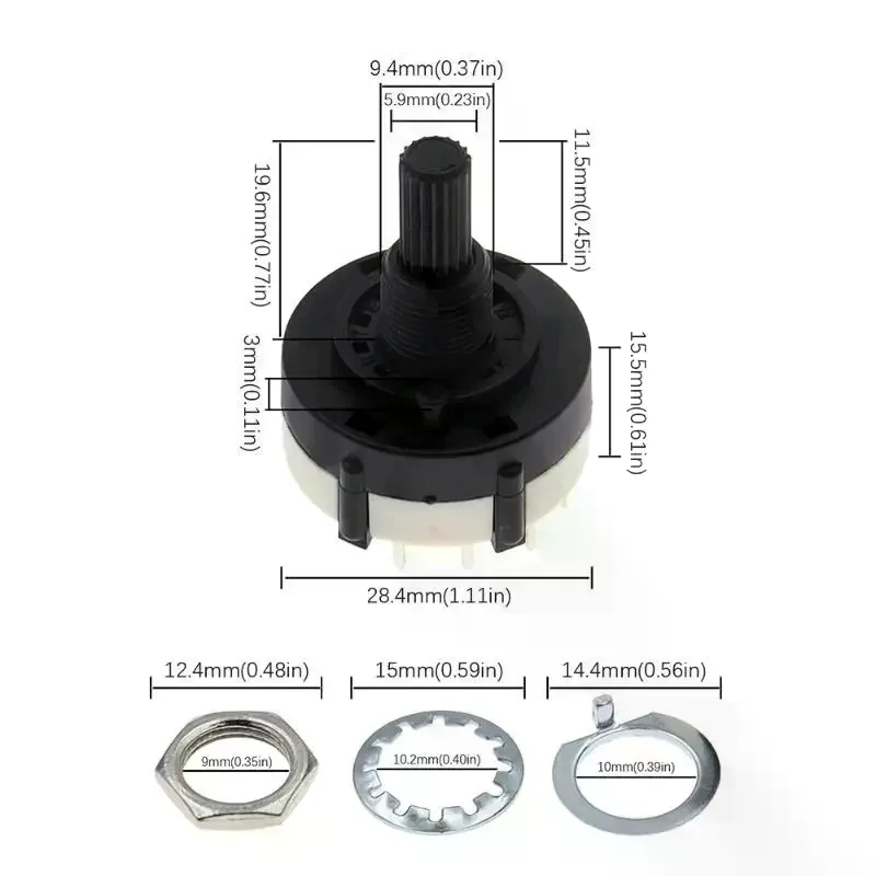 /PFU/1/2/3/4 Pole Position 3/4/6/12 Selectable Band Rotary Channel Selector Switch Single Deck Rotary Switch Band Selector RS26