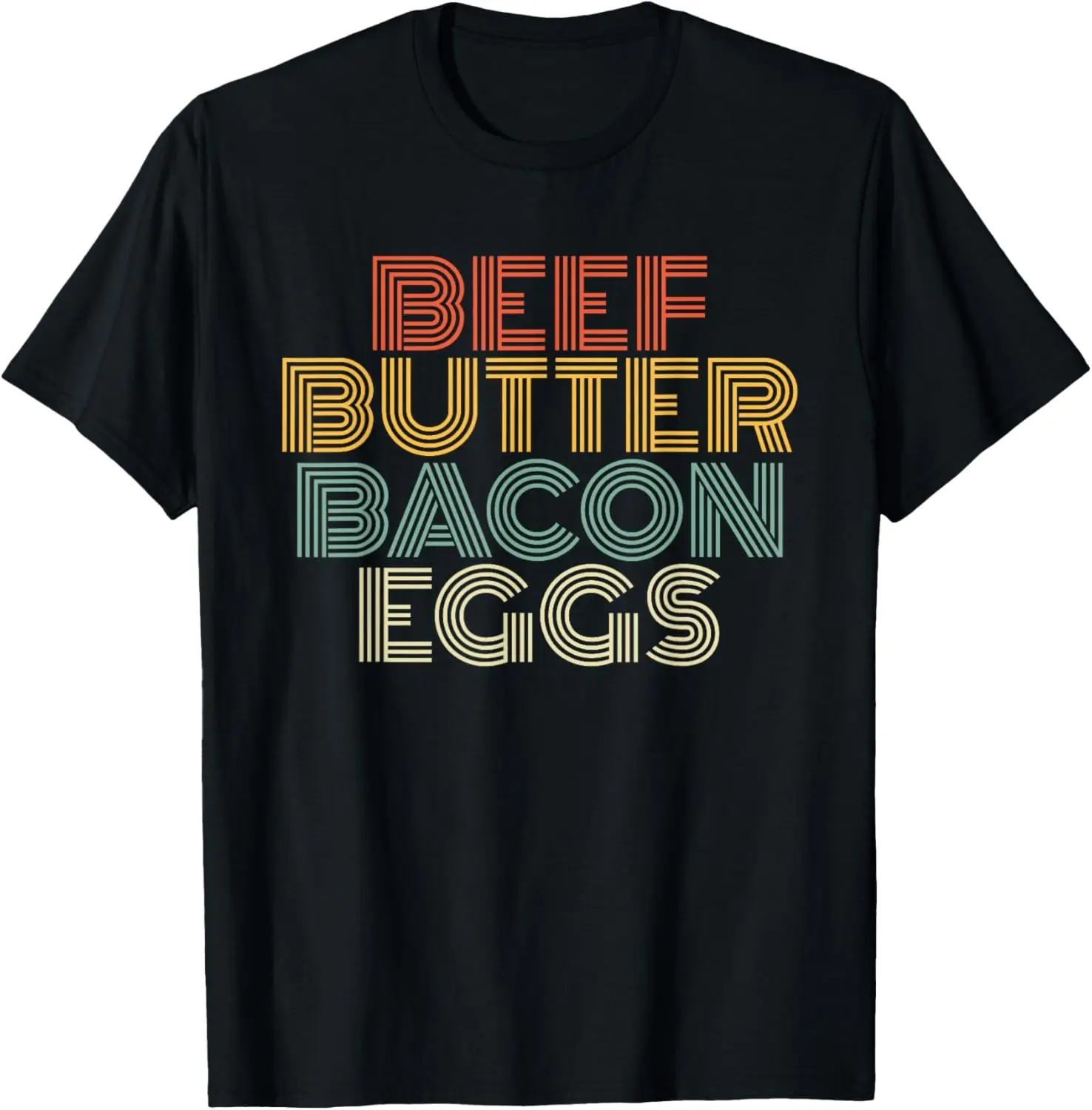 Beef Butter Bacon Eggs BBBE Carnivore Diet Retro Vintage Graphic Tee Men's Casual Cotton T-Shirt