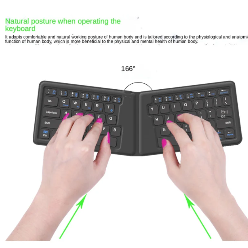 Ultra-Slim Portable Wireless Keyboard Foldable Bluetooth Keyboard Rechargable for iPad iPhone Tablet Smartphone Laptop