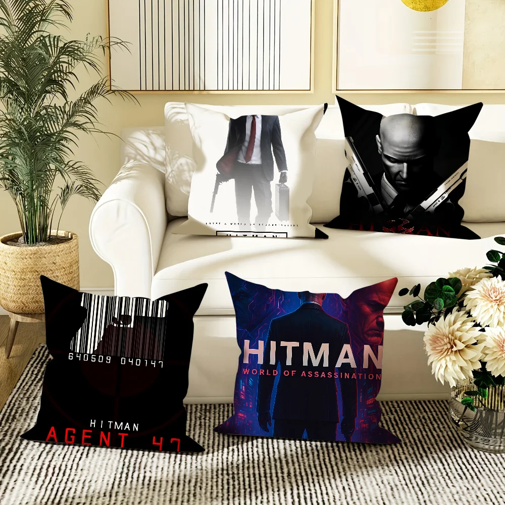 Game A-Agent 47 Hitman Pillow Case Cover Square Sofa with for pattern comfortable cushionsuitable of room