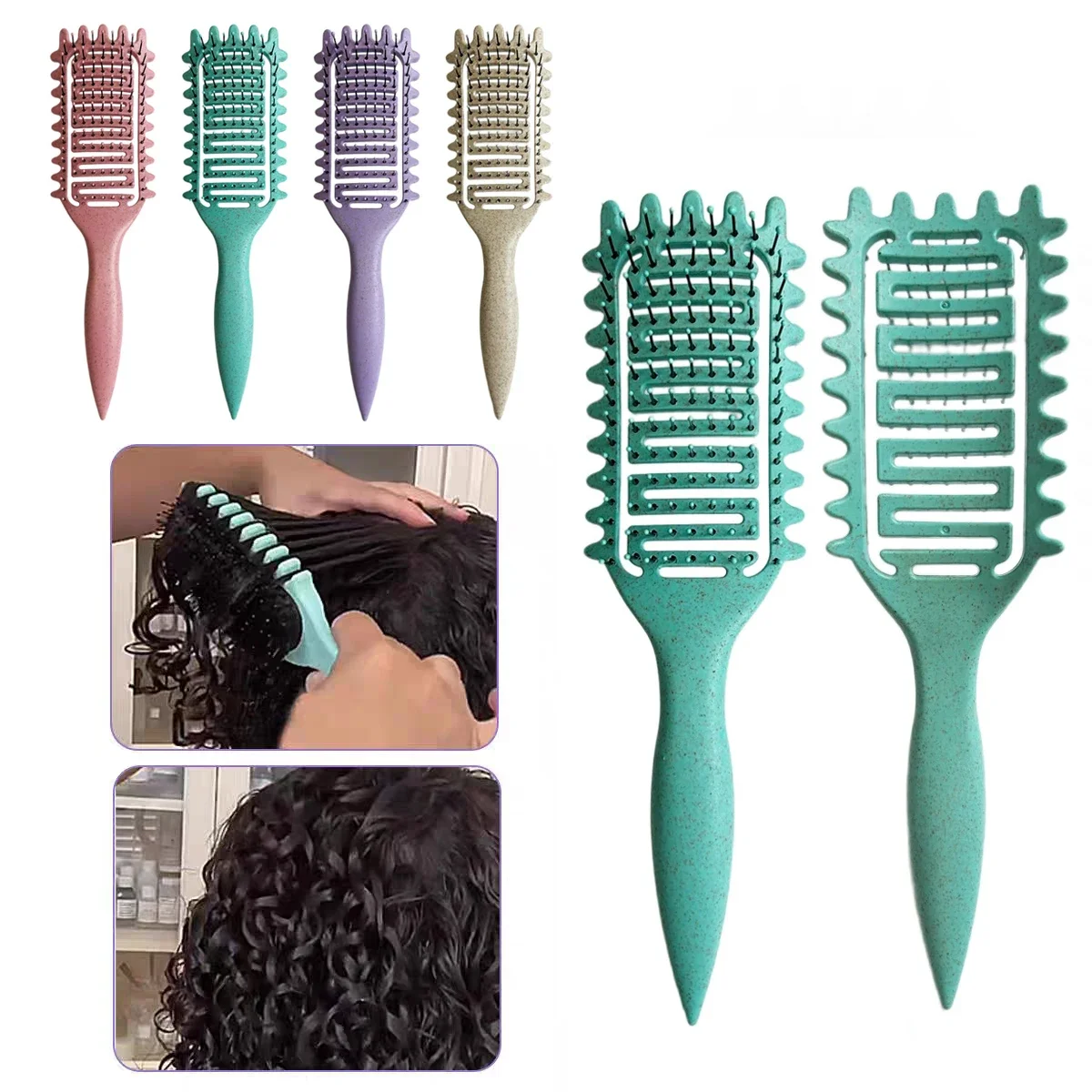 Curl Define Styling Brush Boar Bristle Detangling Hair Brush Tangled Hair Combs Shaping Defining Curls Detangling Anti-static