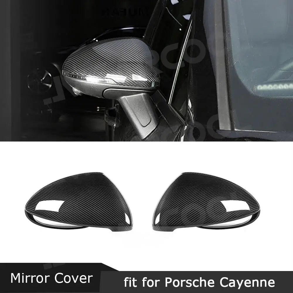 

JMCARCOOL Dry Carbon Fiber Mirror Trim Shell Covers For Porsche Cayenne 958.2 2015-2016 Door Side Rearview Cap Replacement