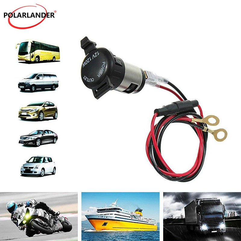 Waterproof Dual USB Cigarette Lighter Socket - 120W 12V/24V 1m Wire for Car/Motorcycle/Boat Electrical Devices