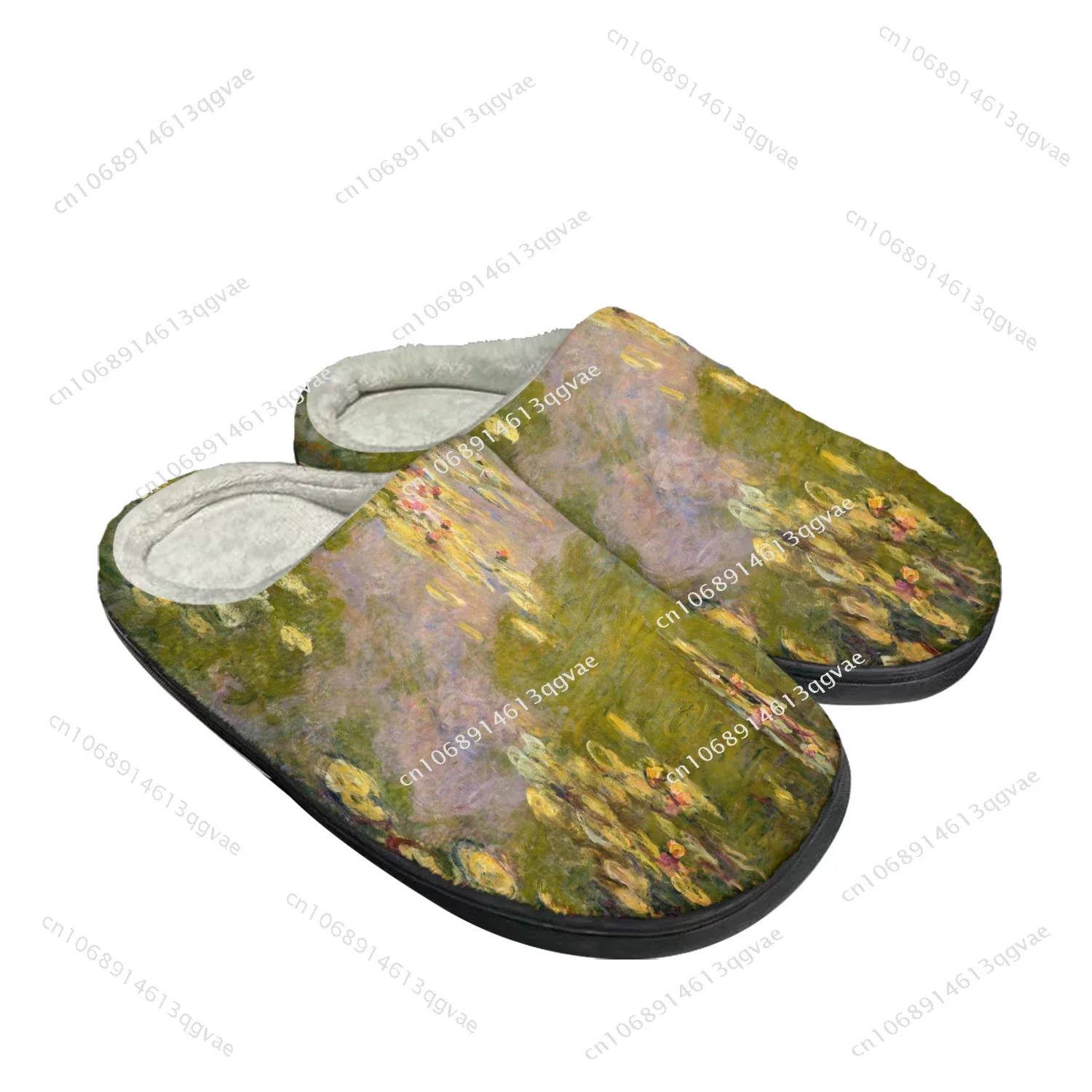 Monet Water Lilies Home Cotton Slippers Mens Womens Plush Bedroom Casual Keep Warm Shoes Thermal Indoor Slipper Customized Shoe