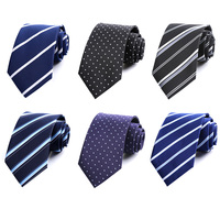 Polyester 8cm Striped Dots Men's Tie Suitable For Wedding Parties Work Black Blue Navy Colors Necktie