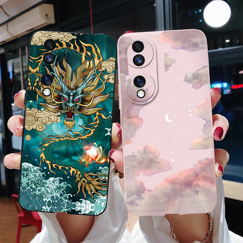 Dla Funda Honor 70 Case FNE-AN00 miękkiego silikonu smok Back Cover etui na telefony dla Huawei Honor 70 Plus Case Honor70 70Pro + Coque