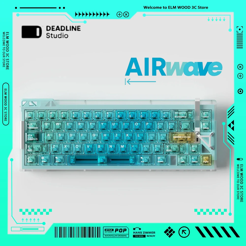DEADLINEstudio AIRWAVE Mechanical Keyboard Keycaps Gradient Blue Transparent Keycap Ergonomics Transmission PC Gamer Accessories