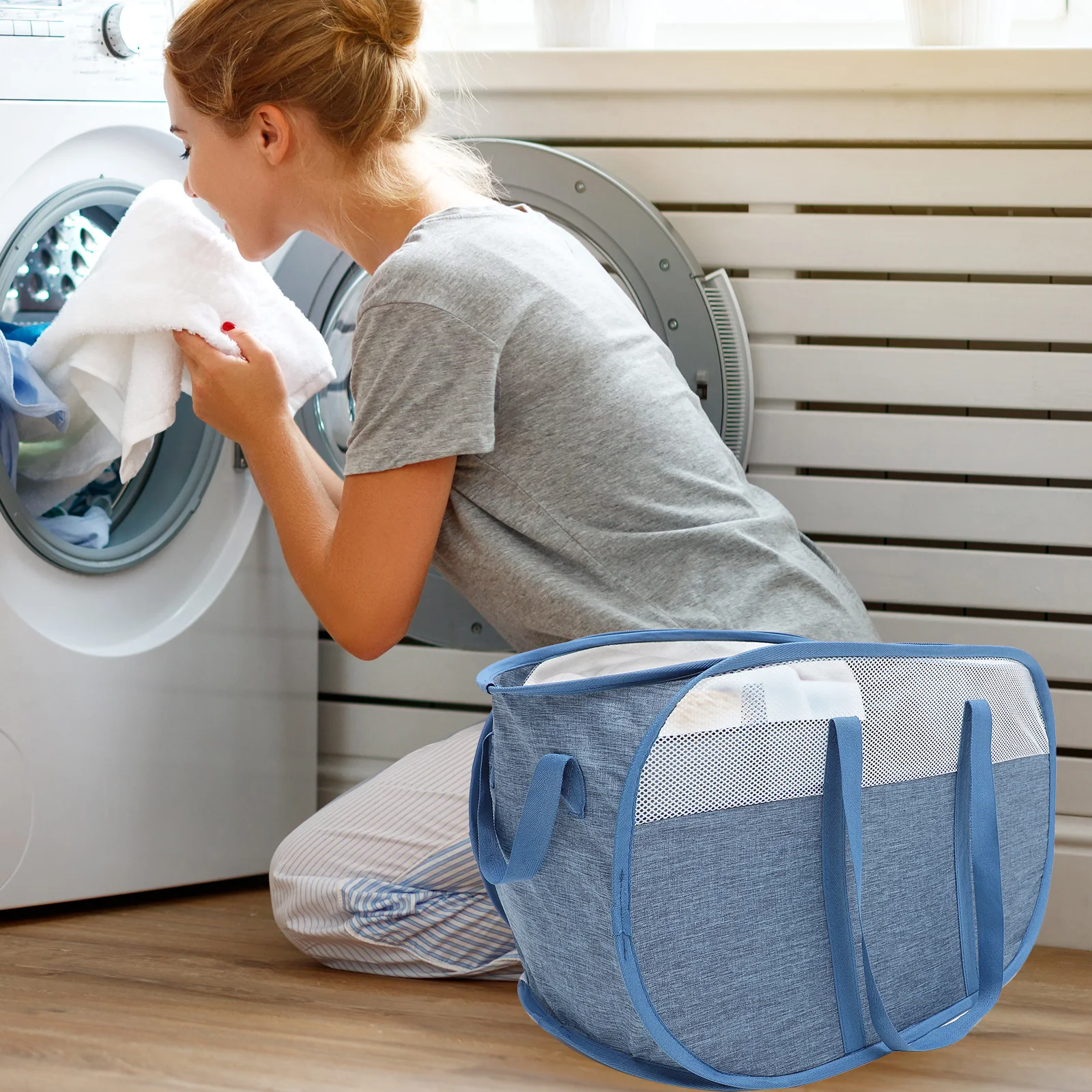 

Folding Portable Laundry Basket Foldable Collapsable Baskets Clothes with Handles