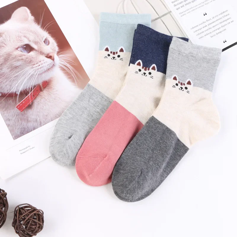 Women's Socks Autumn Winter New Soft Silk Sock Korean Leisure Socs Short Tube Kitten Japanese Women's Socks