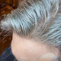 Super Durable Mens Toupee Grey Black 1B80 1B65 Thin Male Wigs Human Hair Natural Hairline Microskin Skin Pu Capillary Prosthesis