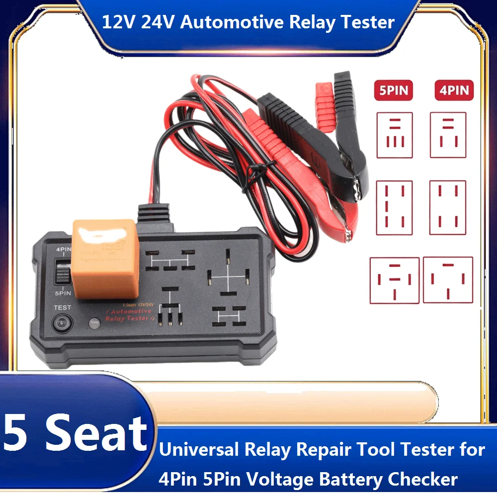 Universal 12V 24V Automotive Relay Tester Electronic Test Car Battery Inspector LED Indicator Car Electronic Relay Tester
