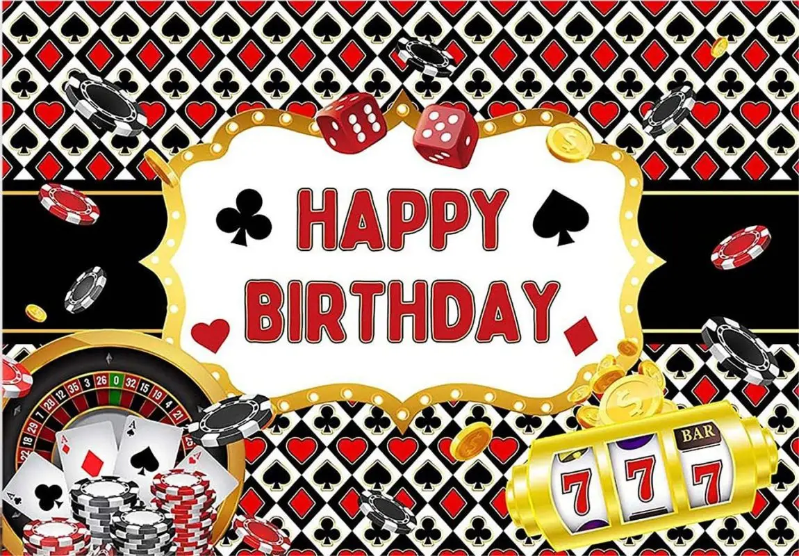 Casino Night Theme Backdrop Las Vegas Casino Poker Dice Birthday Party Decorations Red Black Banner Chips Photography Background