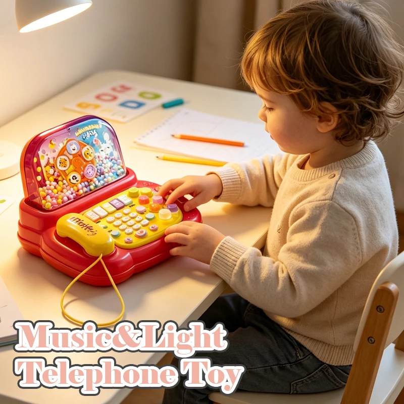 

Electric Telephone Toy Cartoon Piano Music Light Activity Multifunctional Kid Musical Learning Toys for Children Christmas Gifts