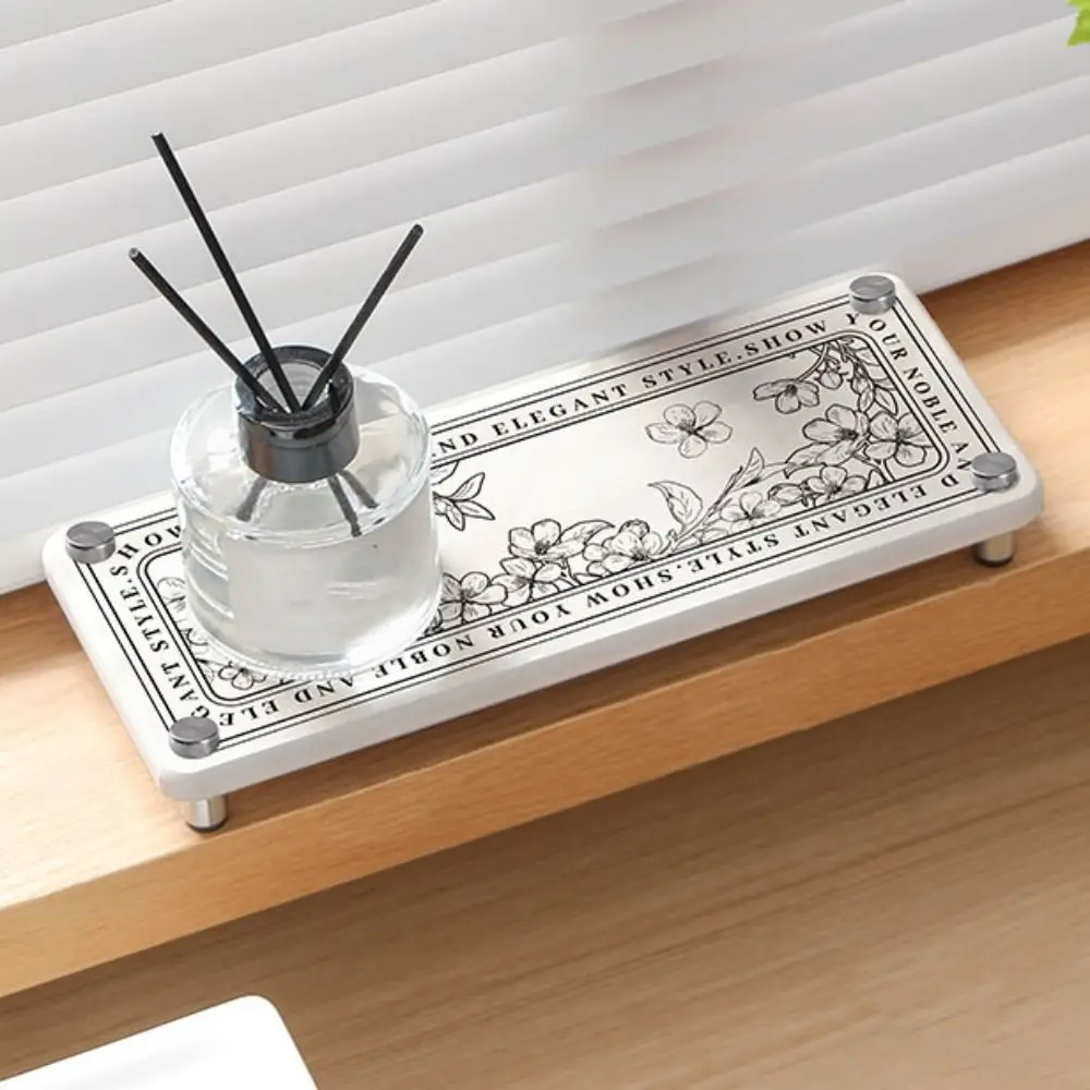 

Nordic Style Bathroom Tray Flower Pattern Diatom Mud Bathroom Storage Rack Anti-slip Moisture-proof Cosmetic Storage Tray