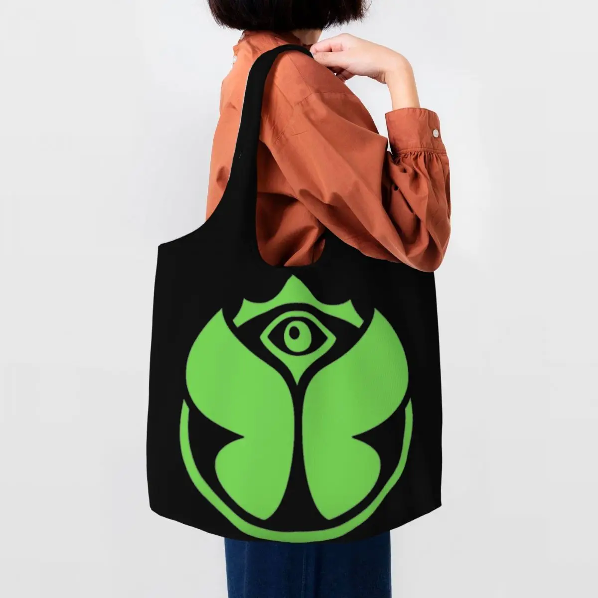 Kawaii Printing Green Tomorrowlands Shopping Tote Bag Portable Canvas Shoulder Shopper Bags Handbags