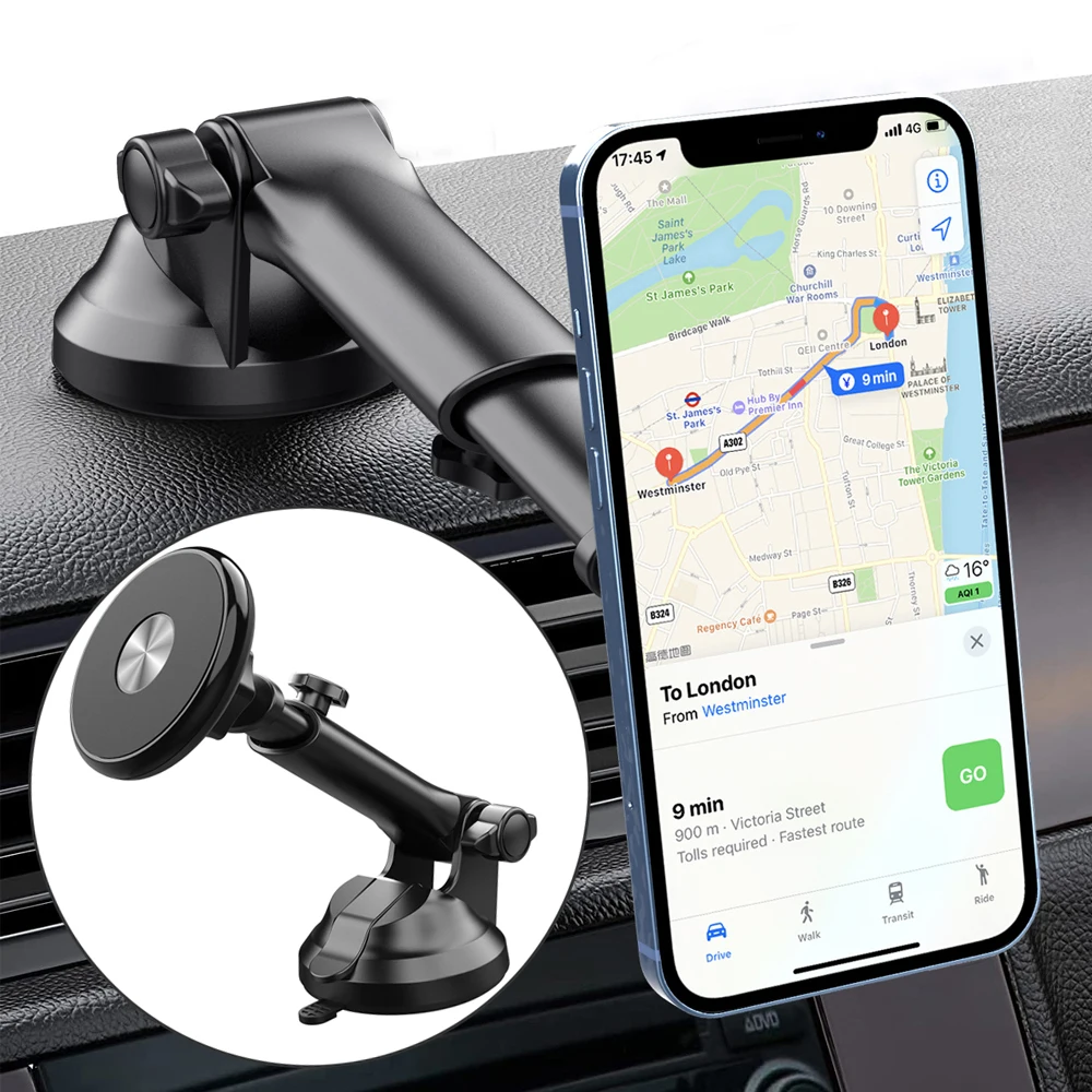 Universal Magnetic Car Phone Holder for iPhone 15 14 13 Pro Max Mini Magsafe Suction Cup Dashboard Car Mobile Phone Mount Stand