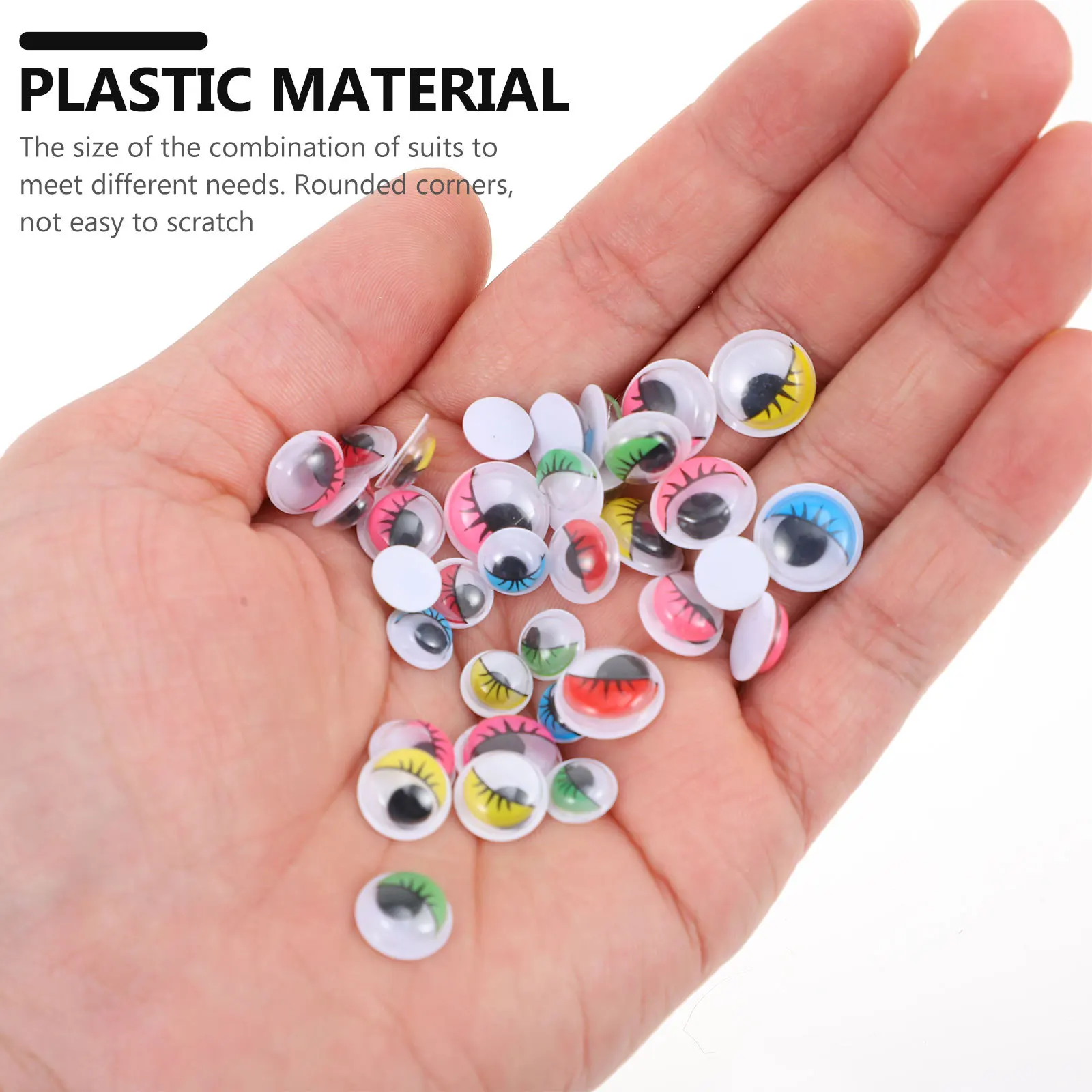 

2 Bags DIY Movable Eyeball Stickers Plastic Self-Adhesive Eye Patches for Crafts Making Supplies Cartoon Eye Decals