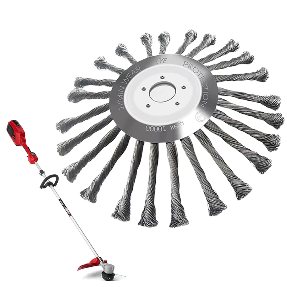 10 inch Knot Steel Wire Wheel Brush Grass Trimmer Head Universal Garden Weeding Brush Lawn Mower Rotary Weed Brush Cutter Head