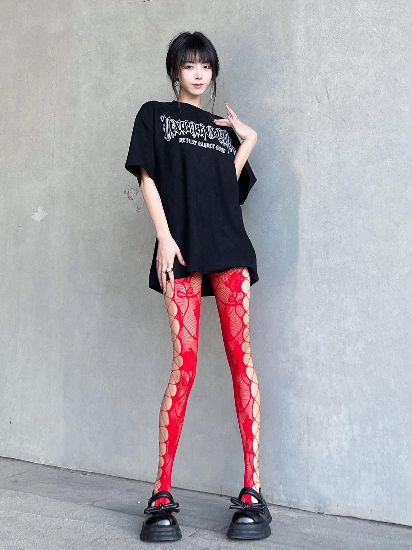 Spicy Girls Sexy Sexy Colored Mesh Socks Rose Jacquard Side Cross Strap Hollow Small People's Pantyhose Children Tik Tok