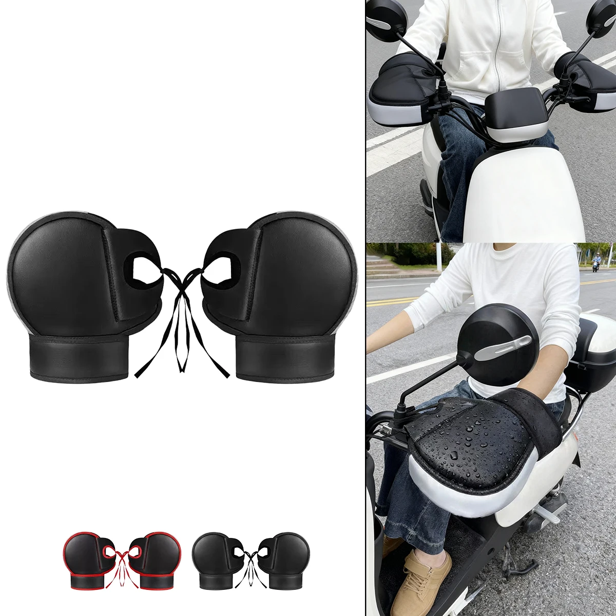 2PCS Winter Electric Bike Gloves - Warm Thickened Handle Covers, Rainproof & Windproof Motorcycle Hand Protective Gloves